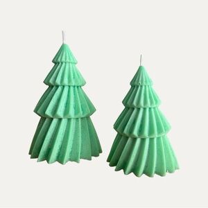 Set of Green Tree Shaped Candles